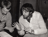 Jiří Dědeček with Jan Vodňanský, Theatre in Nerudovka, 1977
