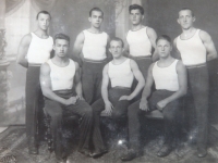 Sokol team, father Stanislav Dvořák, bottom left
