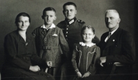 Grandfather Emil Montag's second wife, the son she had when she was unmarried, Emil Montag's son Emil, who was killed in World War II, Vali's daughter, Emil Montag. Photograph circa 1940, ordered from left
