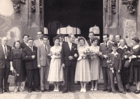 Newlyweds Hana and Jiří Seyčkovi with their family (1956)