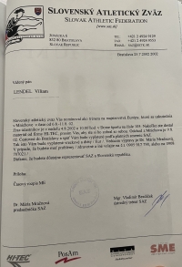 Slovak Athletics Federation, nomination for the European Championships in Munich