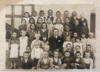 children at school in Bimbula, school year 1931/1932, second row third from the left Štefánia Kohútová