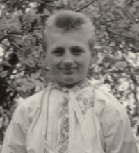Jaroslav Švach about ten years old in a costume, 1957