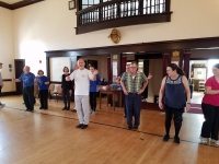 In the USA with compatriots