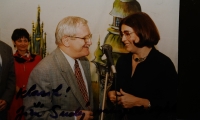 Jiří Suchý and Emma Srncová at the opening of an exhibition