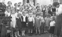 František Močuba 1936 - first row 3rd from the right, pre-school child about 5 years old in 1936. Children's Day- the garden of the Edison cinema behind the cemetery in Olbrachtova Street, Prague