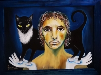 Emma Srncová's painting with a portrait of Jiří Srnec