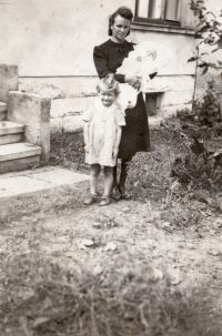 With mother and sister shortly after the Životice tragedy