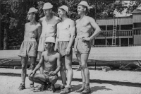 Josef Urban (second from left) with friends from the Rowing Club, 1959