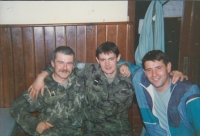 Sergeant Rudolf Vechet (centre) with his brother Lieutenant Colonel Milan Bitt and Major Mašata, 1993