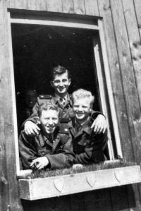 Josef Hackenberg (right) during his service with the auxiliary technical battalions, 1952