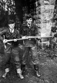Josef Hackenberg (left) during his service with the auxiliary technical battalions, 1952