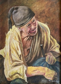 Portrait of a herbalist, a painting by Josef Hackenberg's father; in remembrance of the father, a master glassmaker and self-taught painter