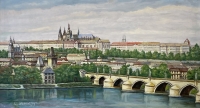 Prague, a painting by Josef Hackenberg's father; in remembrance of the father, a master glassmaker and self-taught painter
