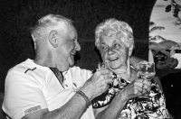 Josef Hackenberg with wife Vlasta during his 90th birthday party, 2023