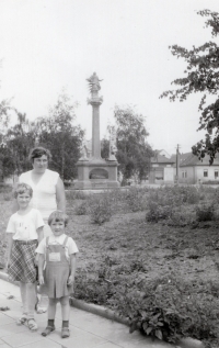 With daughters on holiday, 1983