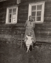 With grandmother, 1954
