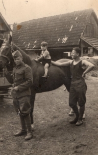 Ján Šramko as a child on a horse with a soldier