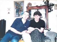 With husband, 1990s