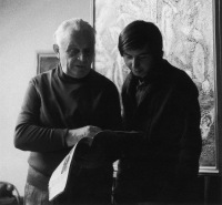 Son Saša with painter Jan Bauch in 1977