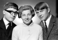 Leonid Křížek with his mother and brother (1965)