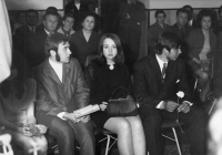 Presentation of graduation certificate, Stříbro 1970
