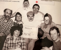 Jaroslav Škaloud (marked with an asterisk) with friends, 1979