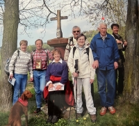 Jaroslav Škaloud (marked with an asterisk) with friends on a trip, 2018