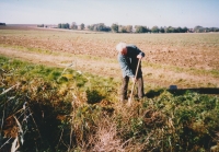Marc Van den Naabele at the site of the shooting down of František Fajtl (as a young boy with his mother he showed František Fajtl the way to escape), 2005