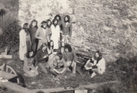 Ivana Šteflová with friends in Krašovice, 2nd half of the 1970s
