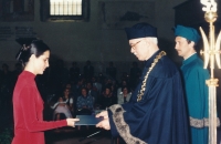 Regina Loukotová during graduation, 1997