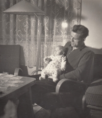 Irena Hirai as a baby with her father