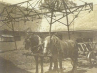 House of the Chroust family, manure loader in the background, 1940