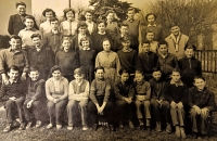 Václav Kášek in a class photo in the 8th grade of primary school