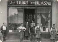 Shop of Josef Kalmus and his daughter Marie Kalmus, who sold women's lingerie, probably 1930s