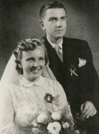 Wedding photograph of Jiří and Cecilia Urbanec, 1955