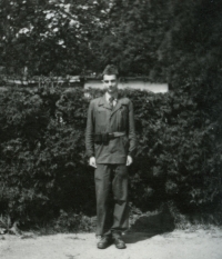 Jiří Urbanec as a soldier in basic military service, Brno, May 1954