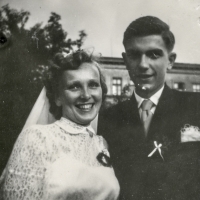 Wedding photo of the newlyweds Urbanec, 1955