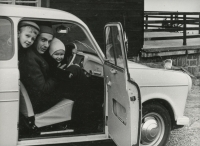 Family carriage with Jiří Urbanec and his two children, 1960s