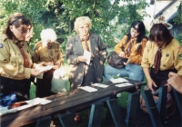 Cecílie Urbancová (centre) as a judge at the regional Svojsík competition, mid-1990s