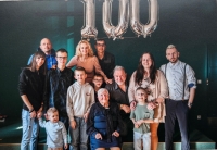 Marie Elfriede Kunze-Concewitz with her close family at her 100th birthday party, March 2025