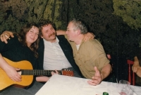 Dagmar Vokatá, Petr Dušejovský and Ivan Jirous, aka Magor, having fun together in the early 90s