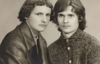 Petr Dušejovský (left) with his friend Jan Kříž (1970)