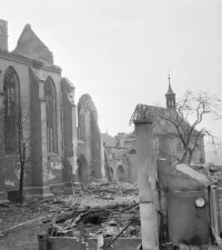 Emmaus Monastery after the bombing of Prague on 14 February 1945