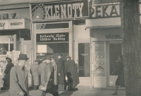 Augustin Kvoch's goldsmith shop on the corner of Wenceslas Square and Jindřišská Street in Prague, 1930s