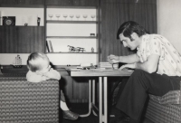 Frantisek Vlček with his son Pavel, Vsetín, 1970s