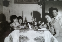 With his wife Anna and daughters Eva and Alena