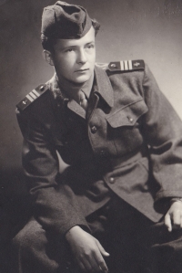 Josef Všetula in military uniform, 1950s