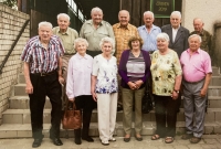 Josef Holý at a school reunion (top row, second from right), 2019