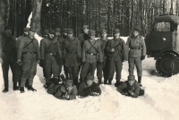 Václav Kášek (standing on the right) on a field exercise at the military unit in Beroun 1966/67